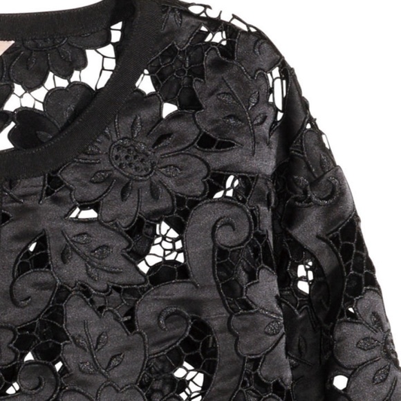 H&M Black Embroidered Satin Lacy Jacket - Picture 3 of 5